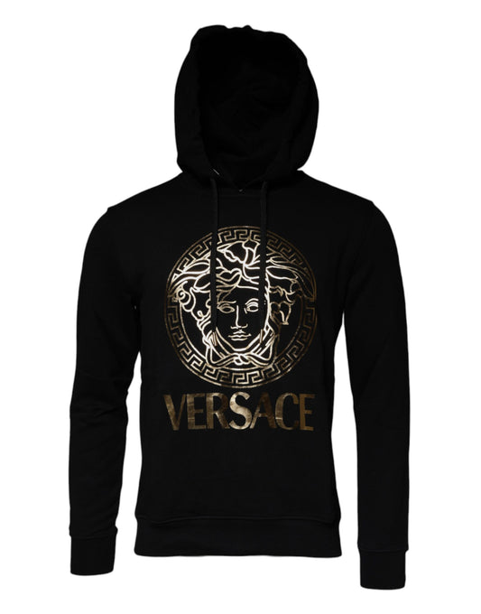 Sudadera con capucha y cuello redondo de algodón Medusa negra