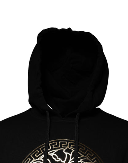 Sudadera con capucha y cuello redondo de algodón Medusa negra