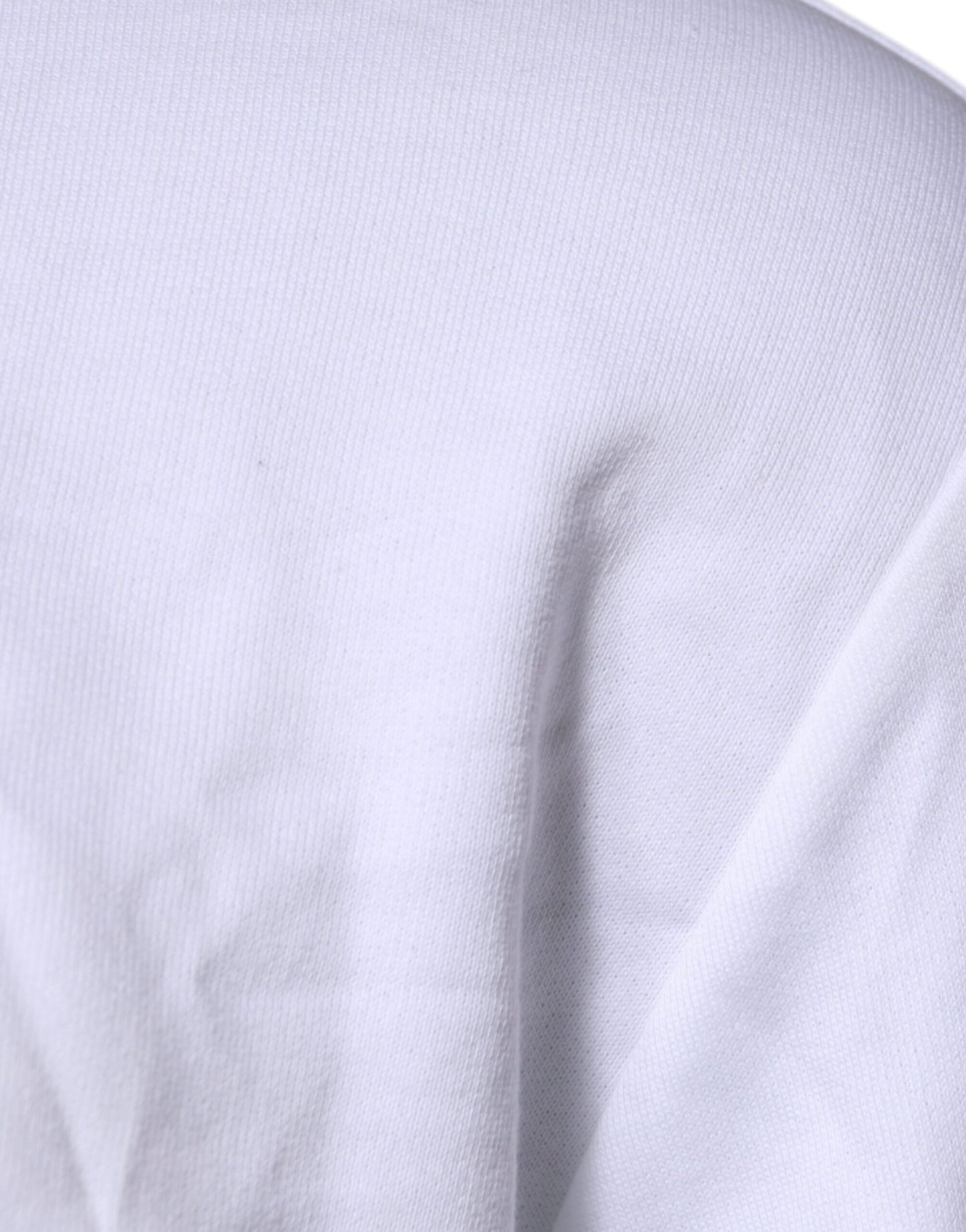 Suéter blanco de cuello redondo con bordado de Medusa