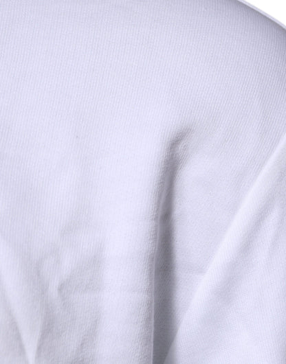 Suéter blanco de cuello redondo con bordado de Medusa