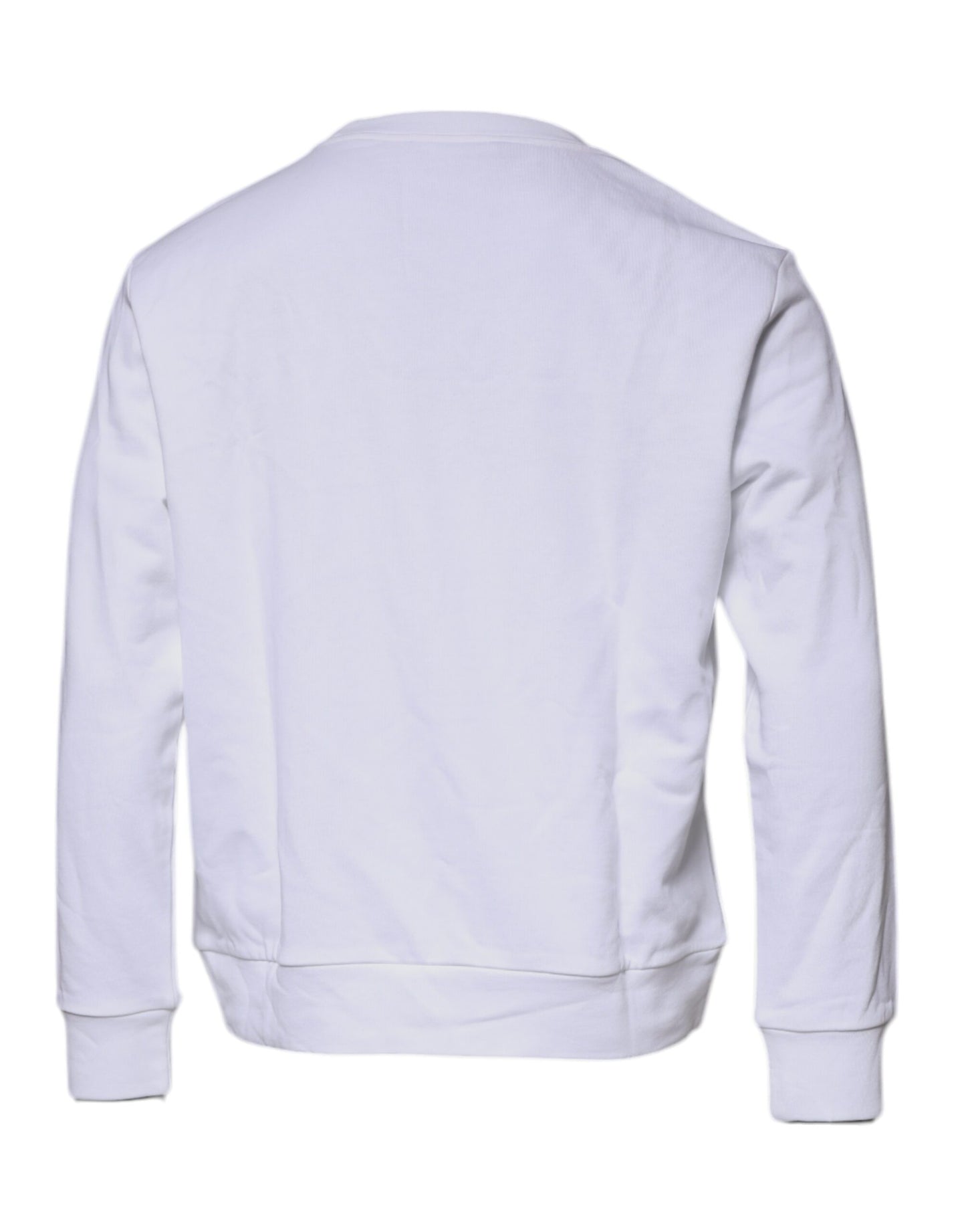 Suéter blanco de cuello redondo con bordado de Medusa