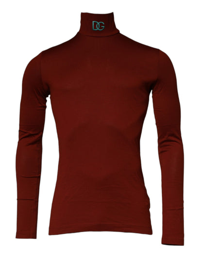 Suéter de cuello alto de algodón rojo para hombre