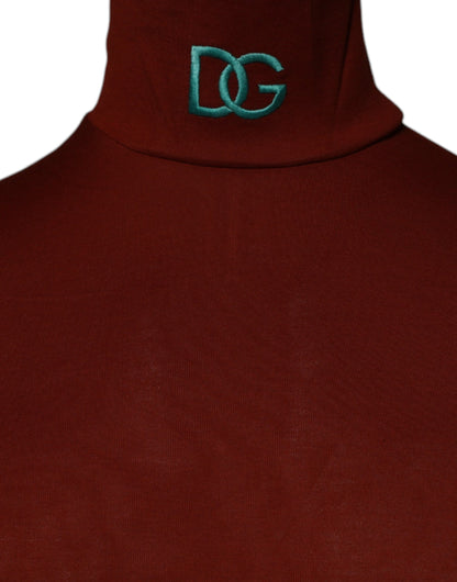 Suéter de cuello alto de algodón rojo para hombre