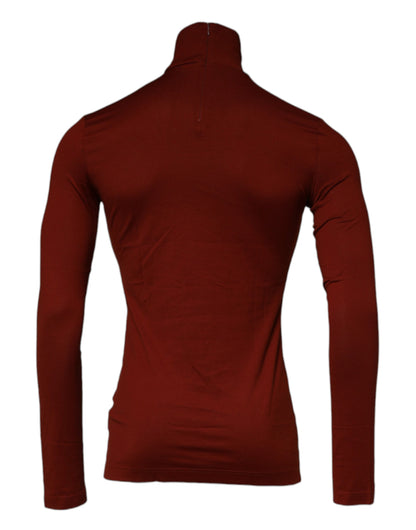 Suéter de cuello alto de algodón rojo para hombre