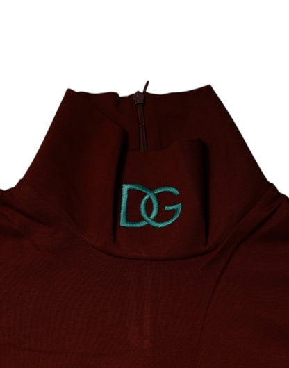Suéter de cuello alto de algodón rojo para hombre