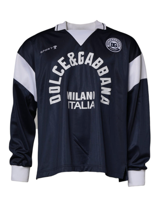 Suéter con cuello de jersey y logotipo azul