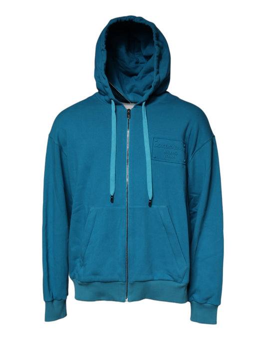 Sudadera con capucha de algodón con logotipo azul