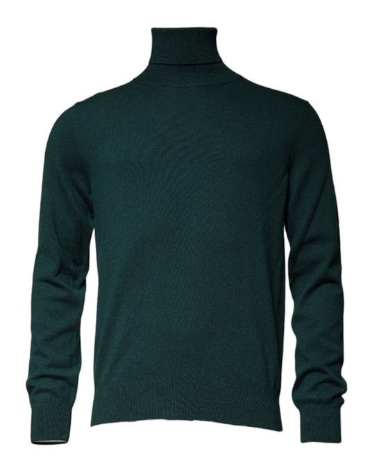Suéter de cuello alto de cachemira verde para hombre