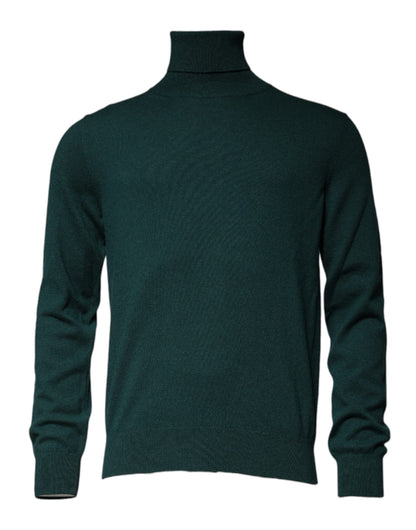 Suéter de cuello alto de cachemira verde para hombre