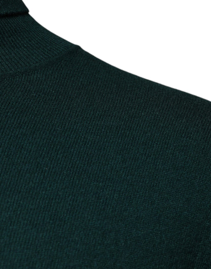 Suéter de cuello alto de cachemira verde para hombre