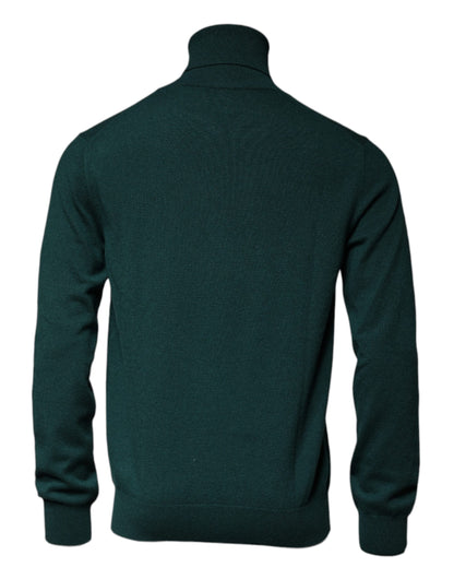 Suéter de cuello alto de cachemira verde para hombre