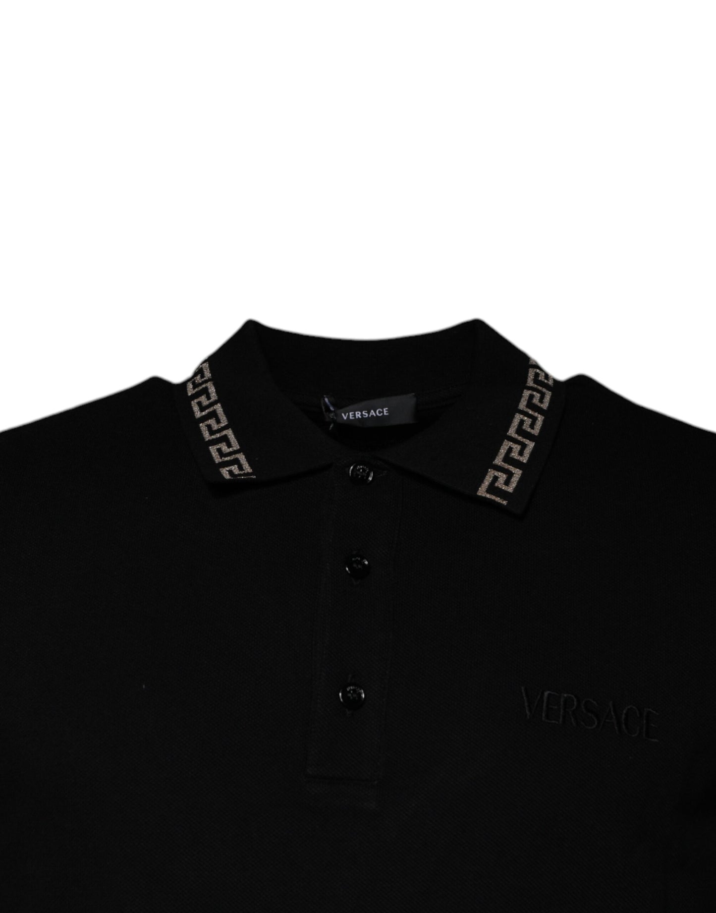 Camiseta polo de manga corta con cuello de viscosa negra