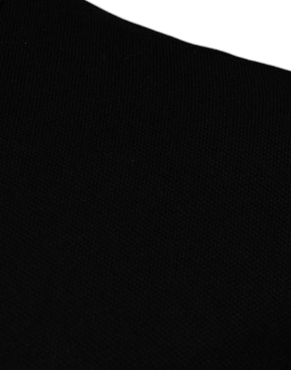 Camiseta polo de manga corta con cuello de viscosa negra