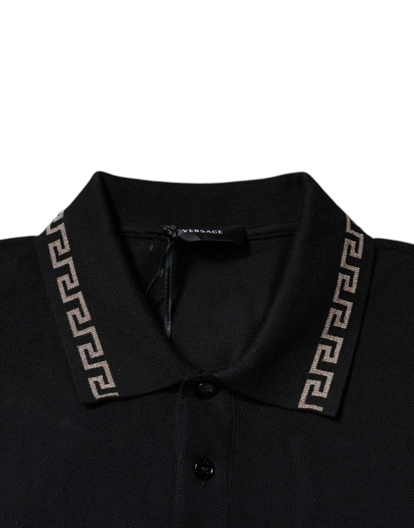 Camiseta polo de manga corta con cuello de viscosa negra