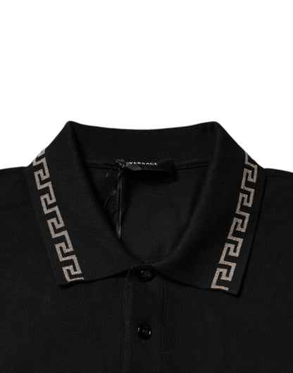 Camiseta polo de manga corta con cuello de viscosa negra
