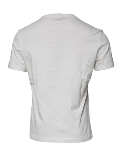 Camiseta blanca de algodón con cuello redondo y estampado de Medusa