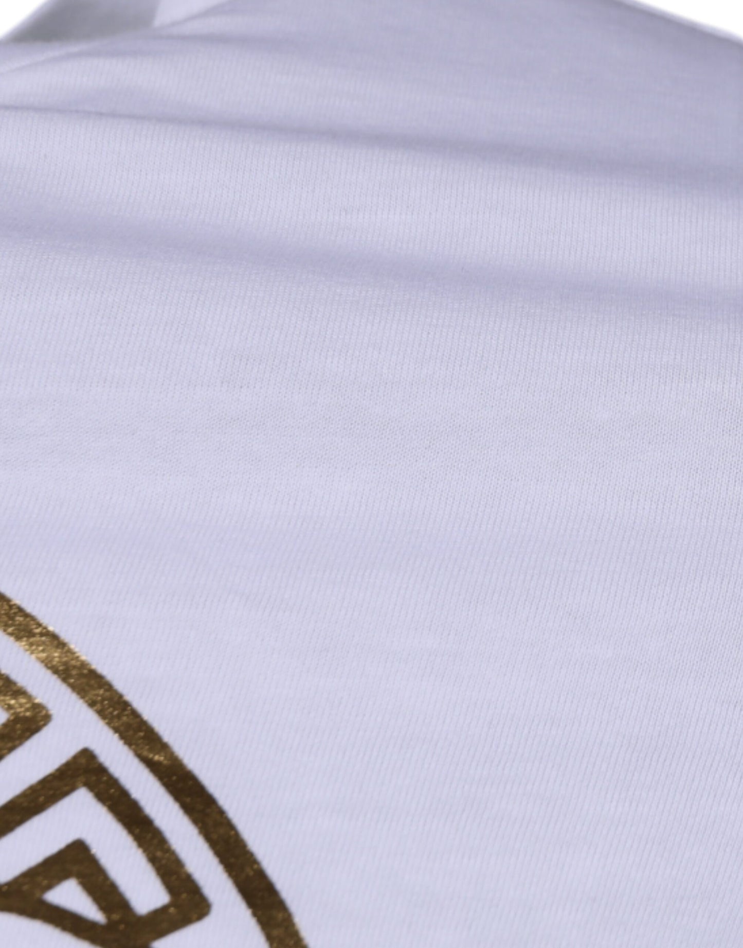 Camiseta blanca de algodón con cuello redondo y estampado de Medusa