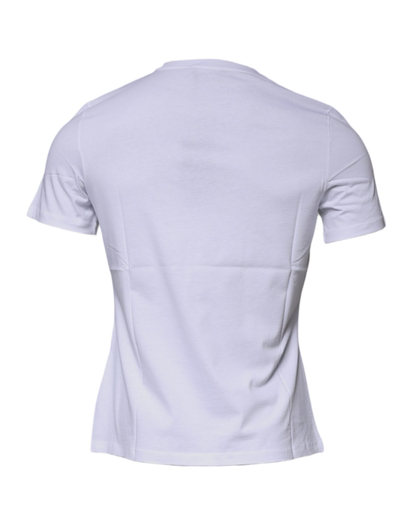 Camiseta blanca de algodón con cuello redondo y estampado de Medusa