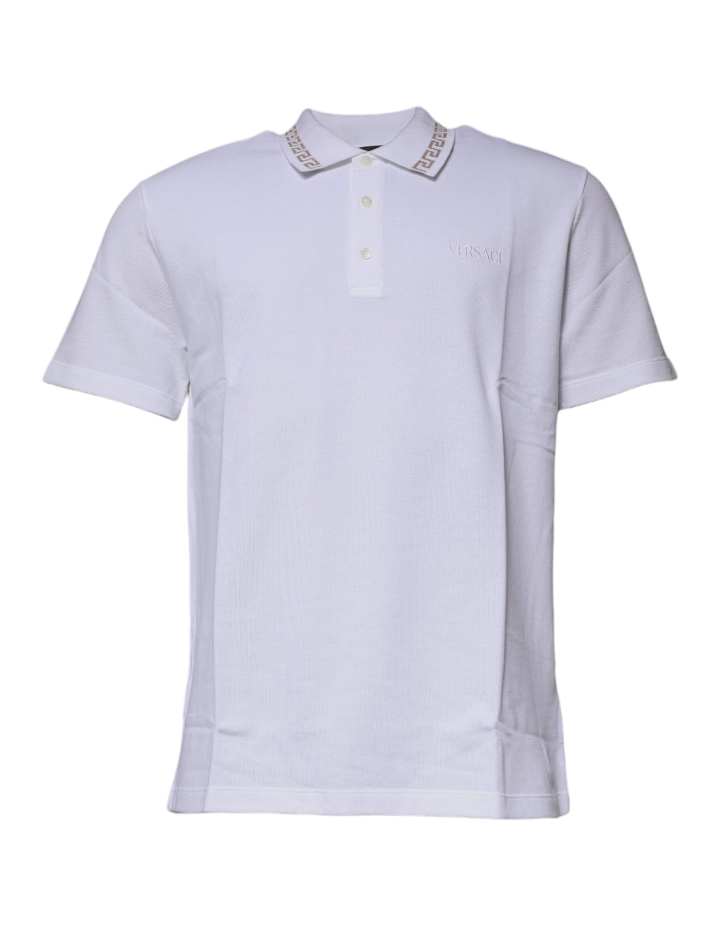 Polo de manga corta de viscosa blanca con cuello para hombre