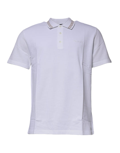 Polo de manga corta de viscosa blanca con cuello para hombre