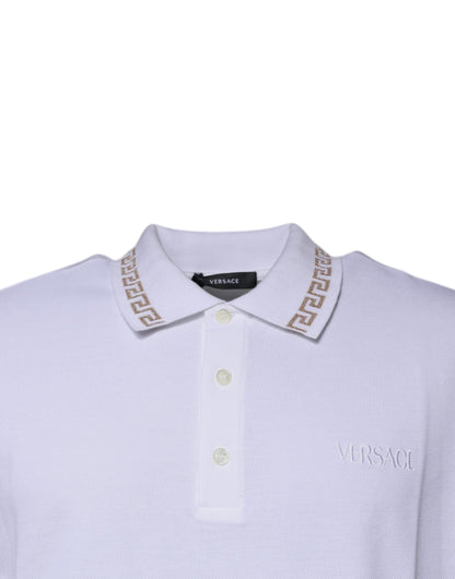 Polo de manga corta de viscosa blanca con cuello para hombre