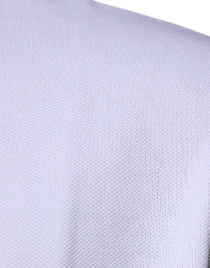 Polo de manga corta de viscosa blanca con cuello para hombre