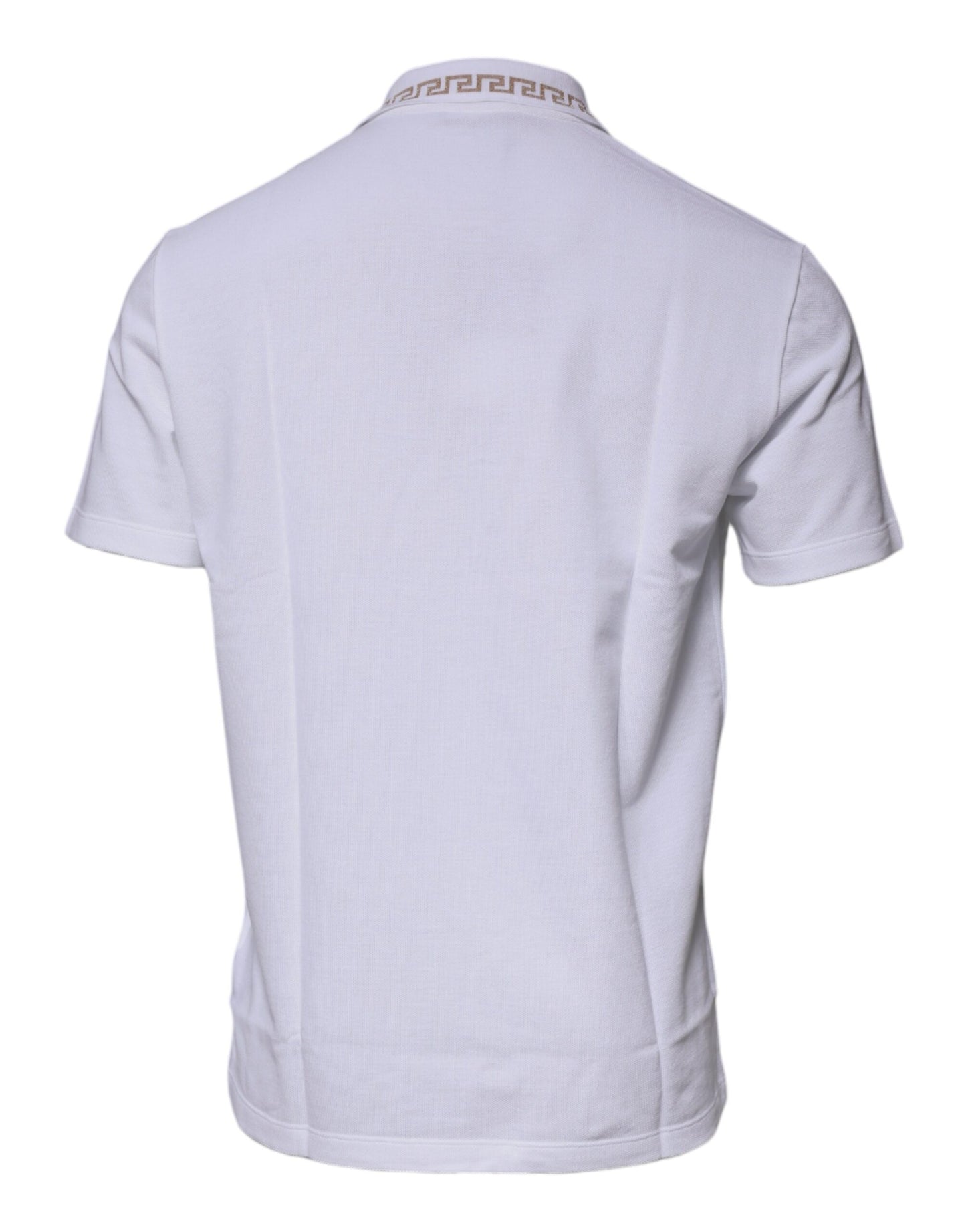 Polo de manga corta de viscosa blanca con cuello para hombre