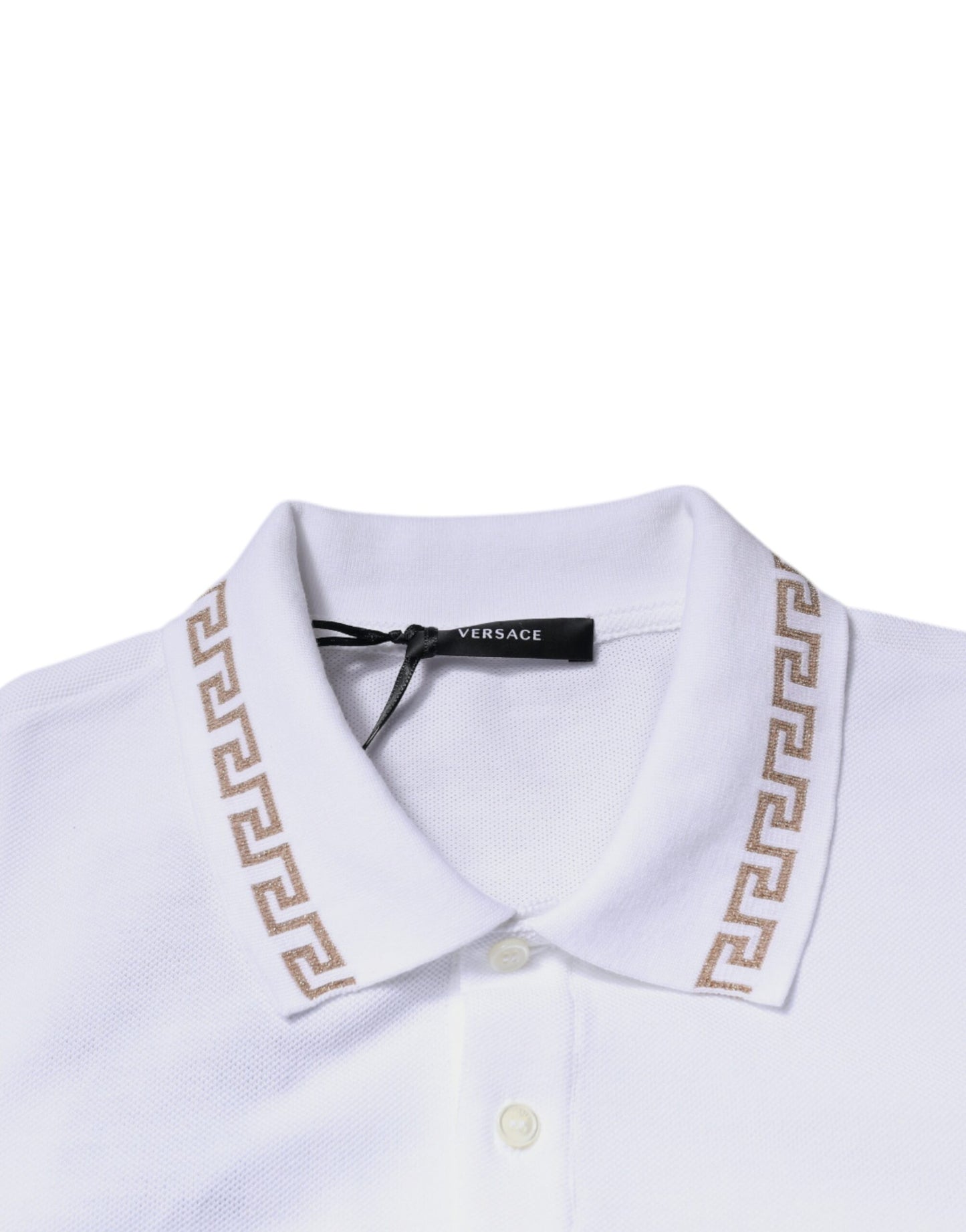 Polo de manga corta de viscosa blanca con cuello para hombre