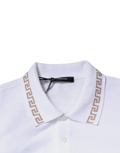 Polo de manga corta de viscosa blanca con cuello para hombre