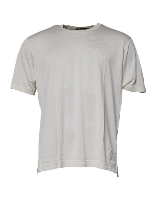 Camiseta de manga corta con cuello redondo en blanco roto