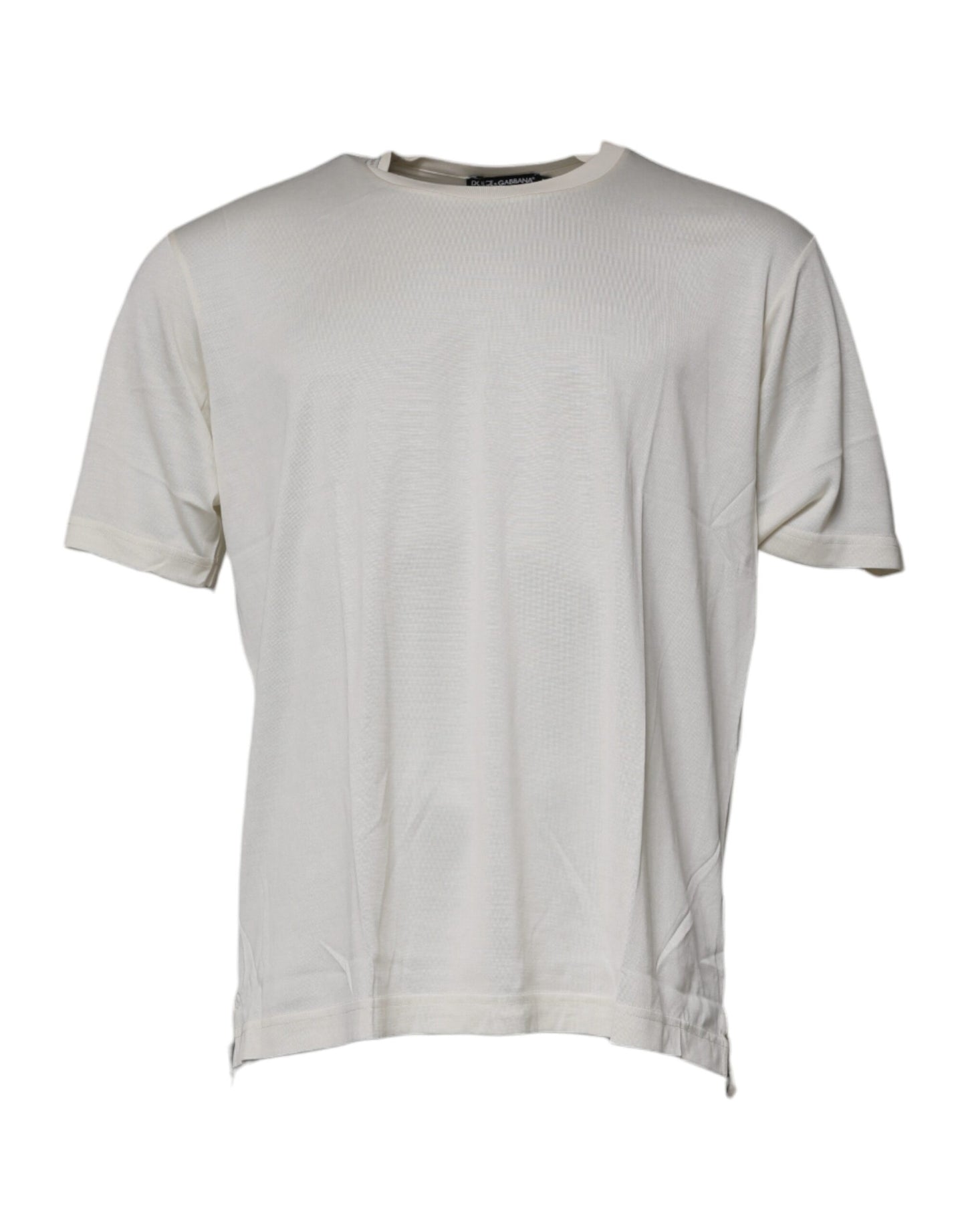 Camiseta de manga corta con cuello redondo en blanco roto