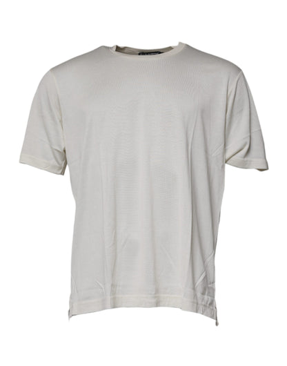 Camiseta de manga corta con cuello redondo en blanco roto