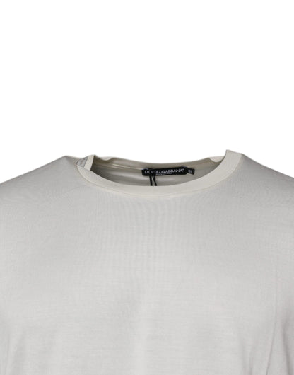 Camiseta de manga corta con cuello redondo en blanco roto