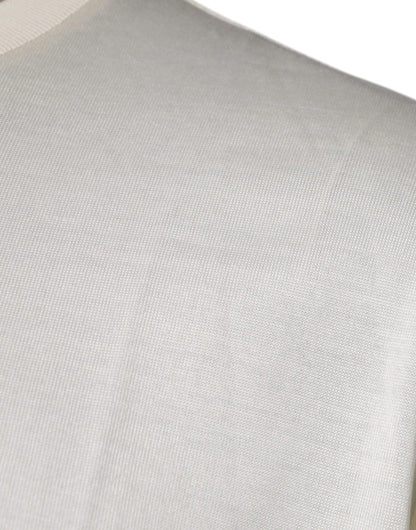 Camiseta de manga corta con cuello redondo en blanco roto