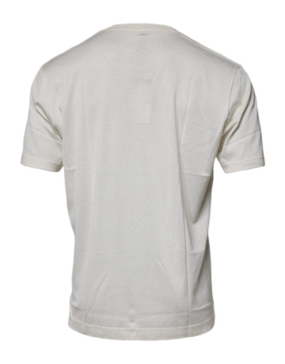 Camiseta de manga corta con cuello redondo en blanco roto