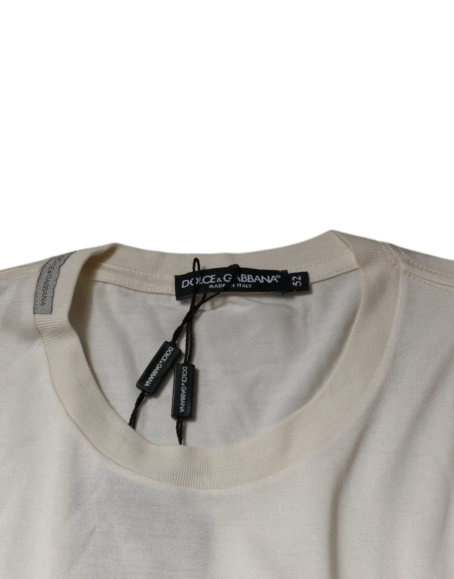 Camiseta de manga corta con cuello redondo en blanco roto
