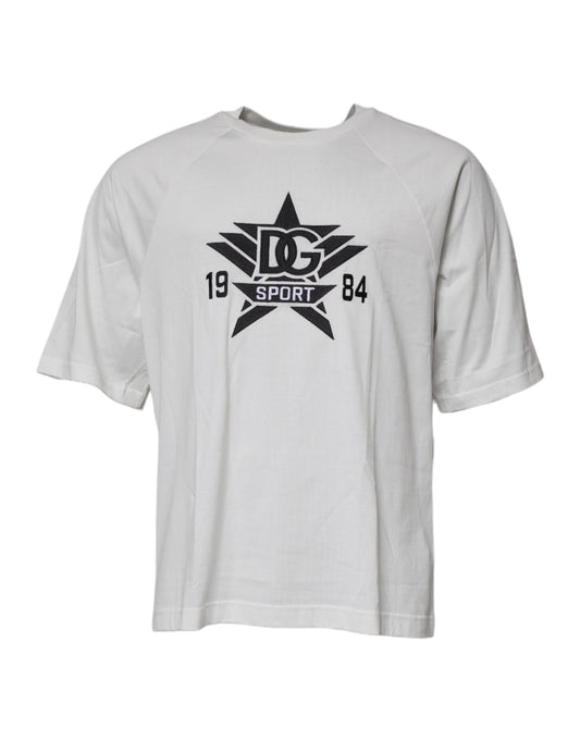 Camiseta blanca de manga corta y cuello redondo DG Sport