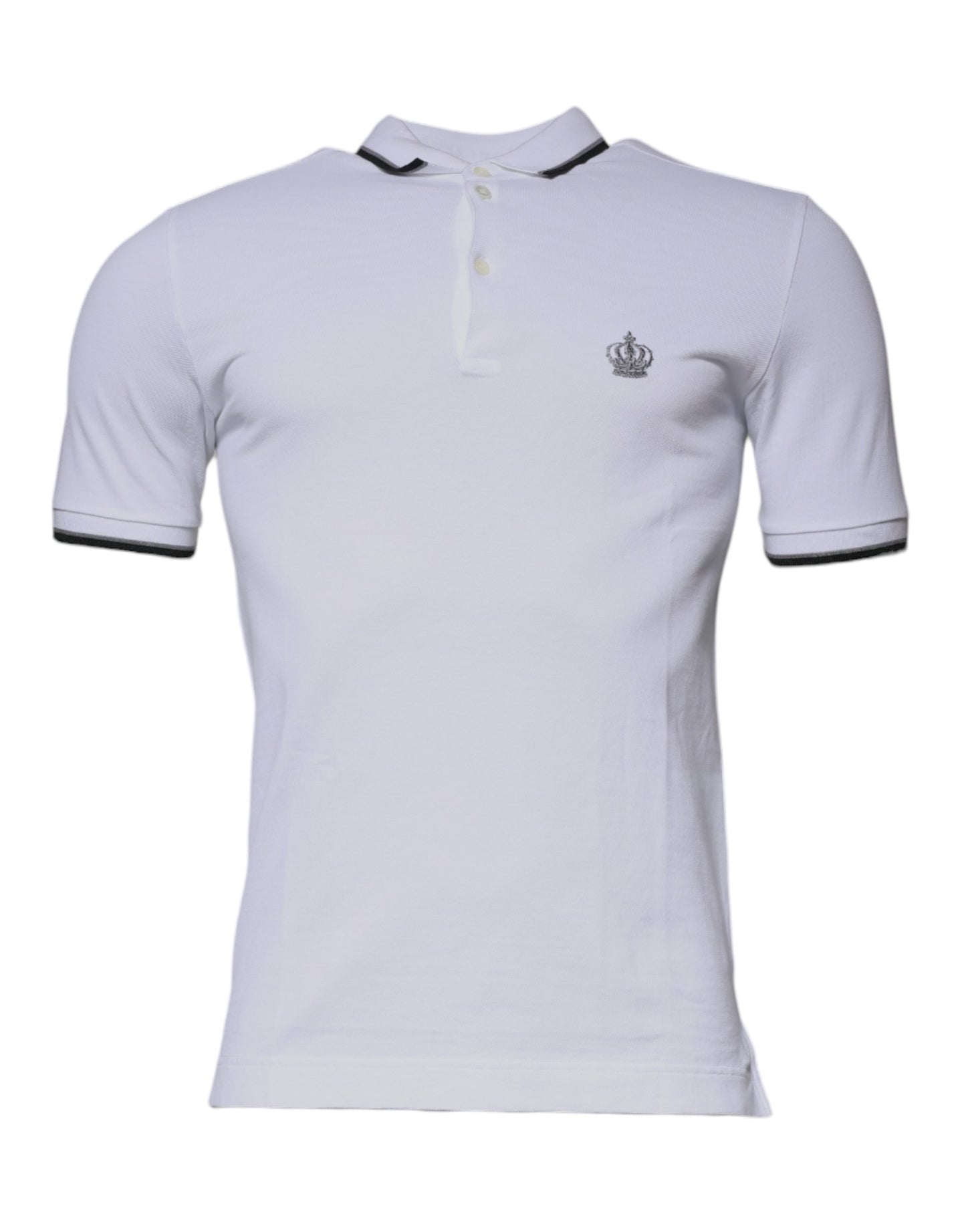 Camiseta polo de algodón blanco con cuello de corona