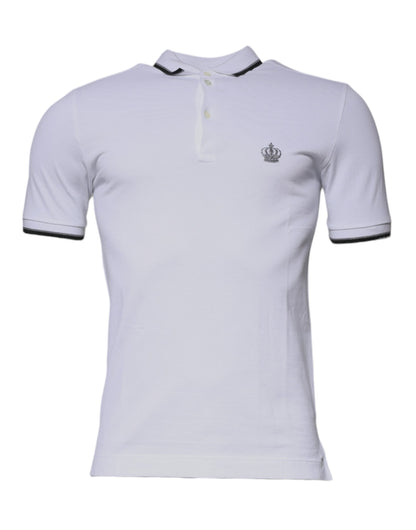 Camiseta polo de algodón blanco con cuello de corona