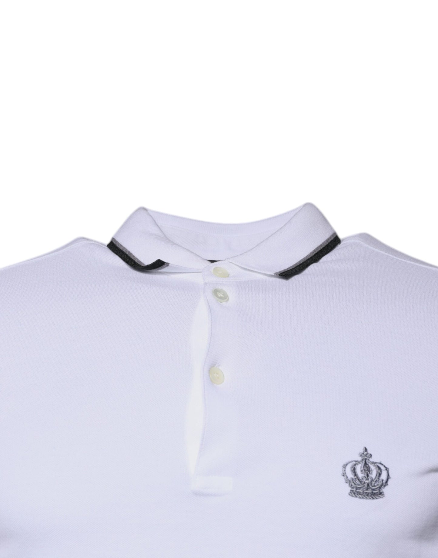 Camiseta polo de algodón blanco con cuello de corona