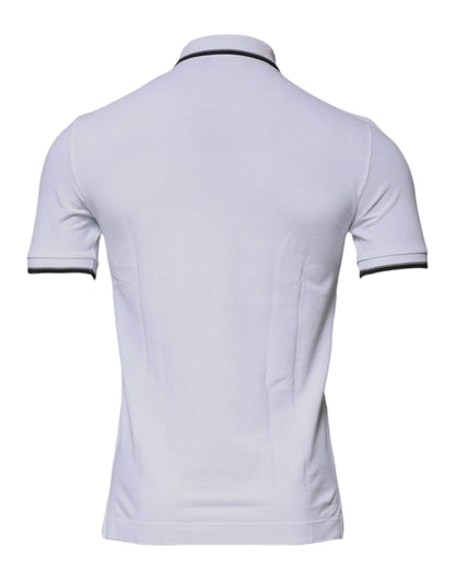 Camiseta polo de algodón blanco con cuello de corona