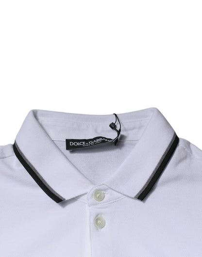 Camiseta polo de algodón blanco con cuello de corona