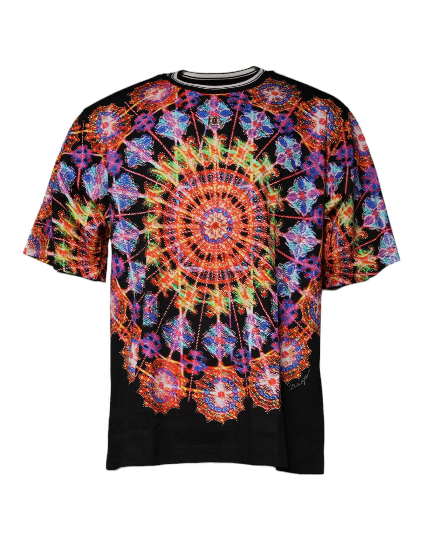 Camiseta de manga corta para hombre con caleidoscopio multicolor