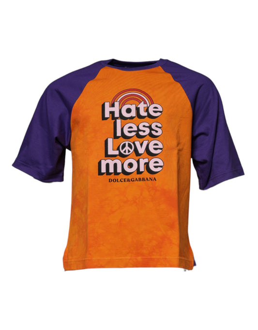 Camiseta de manga corta con estampado gráfico naranja y morado