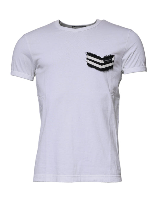 Camiseta de manga corta con cuello redondo y rayas blancas
