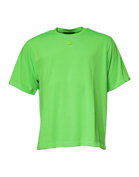Camiseta de algodón con cuello redondo y logotipo DG verde