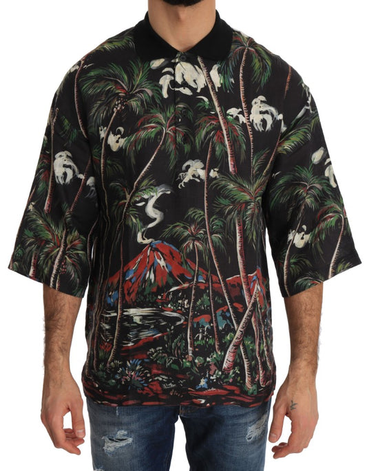 Camiseta polo con motivo de volcán siciliano
