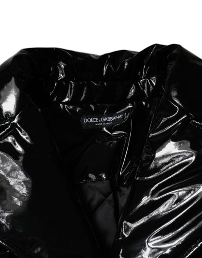 Chaqueta tipo blusón de poliéster negra con botones