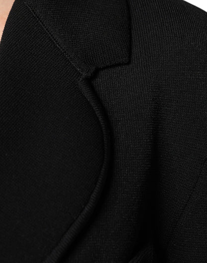 Chaqueta blazer de viscosa negra de botonadura sencilla