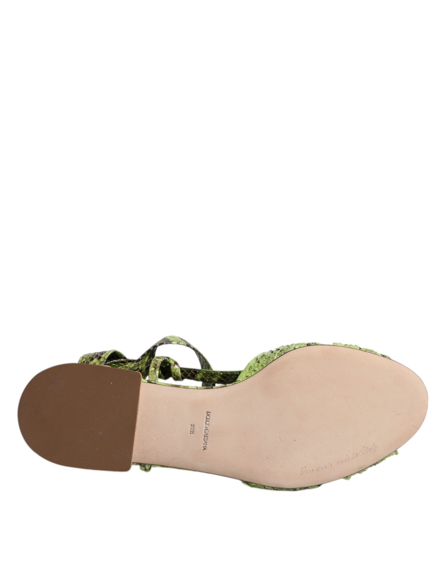 Sandalias cruzadas al tobillo con estampado animal verde